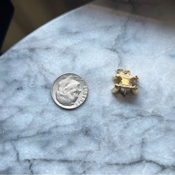 CELINE Triomphe Gold Logo Charm - Picture 4 of 4